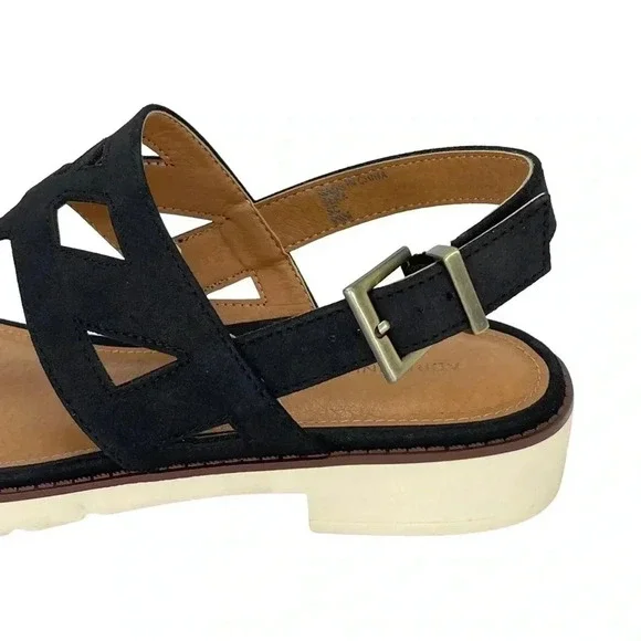 Adrienne Vittadini Seka Black Faux Leather Slingback Womens Sandals Size 9.5M - Picture 7 of 11